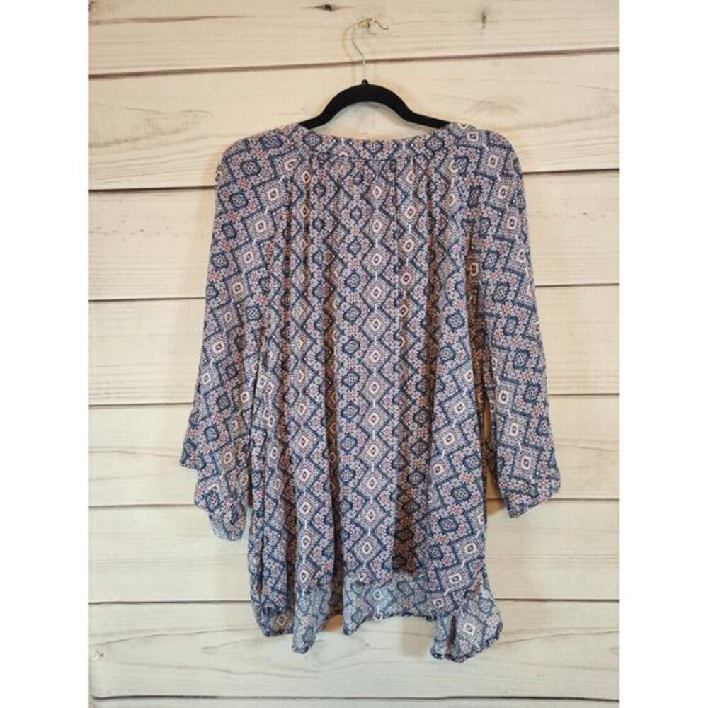 Catherines Women's Multicolor Boho Embroidered Detail 3/4 Sleeve Blouse Size 2X - Picture 2 of 5